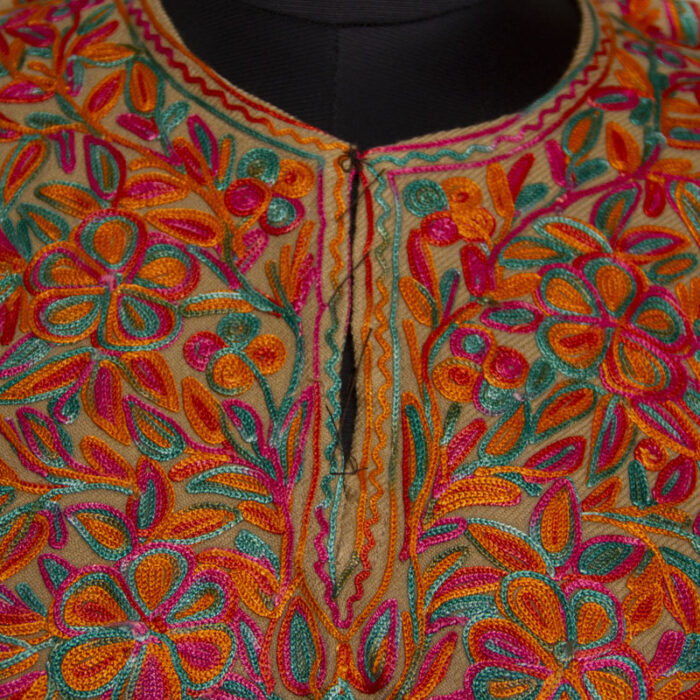 Beige Cashmilon Aari Pheran - Image 3