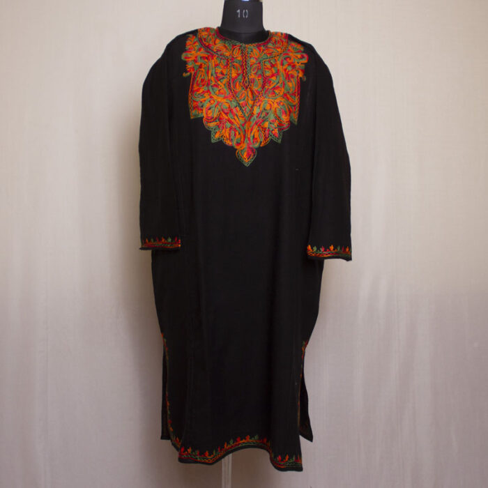 Black Nishat Cashmilon Aari Pheran - Image 2