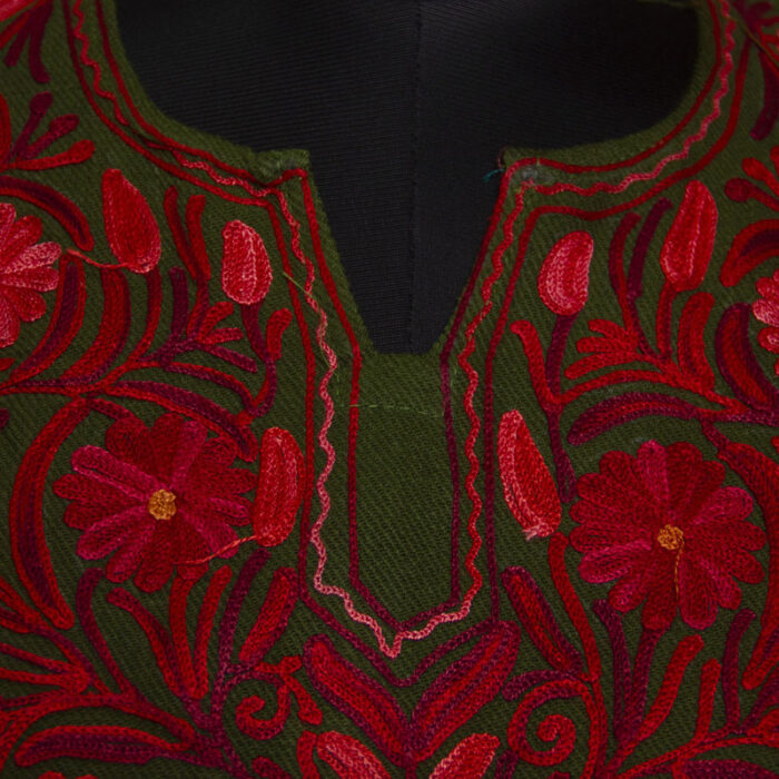 Dark Green Seher Cashmilon Aari Pheran - Image 3