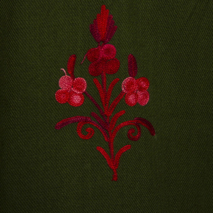 Dark Green Seher Cashmilon Aari Pheran - Image 4