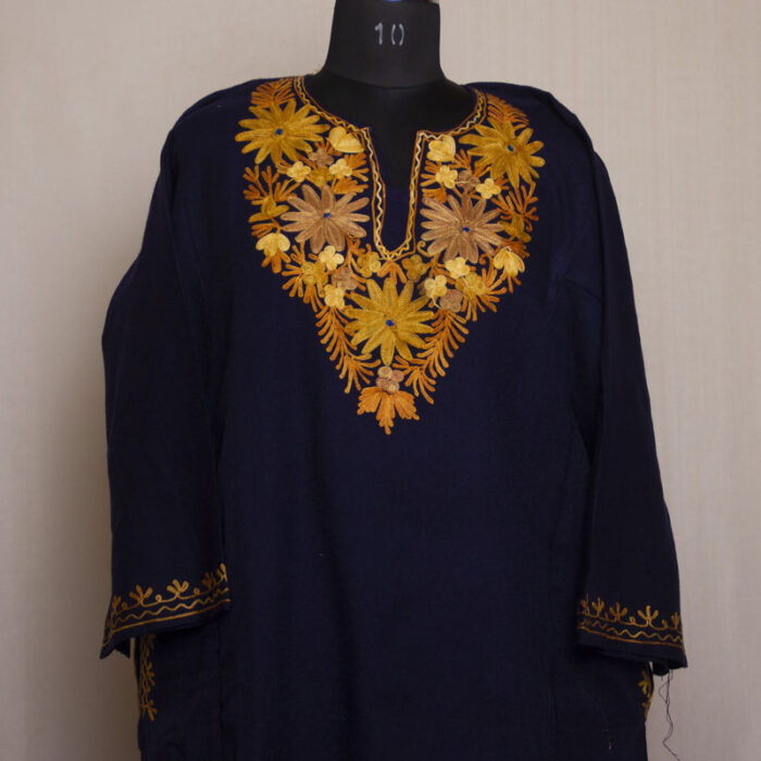 Dark Blue Harud Cashmilon Aari Pheran