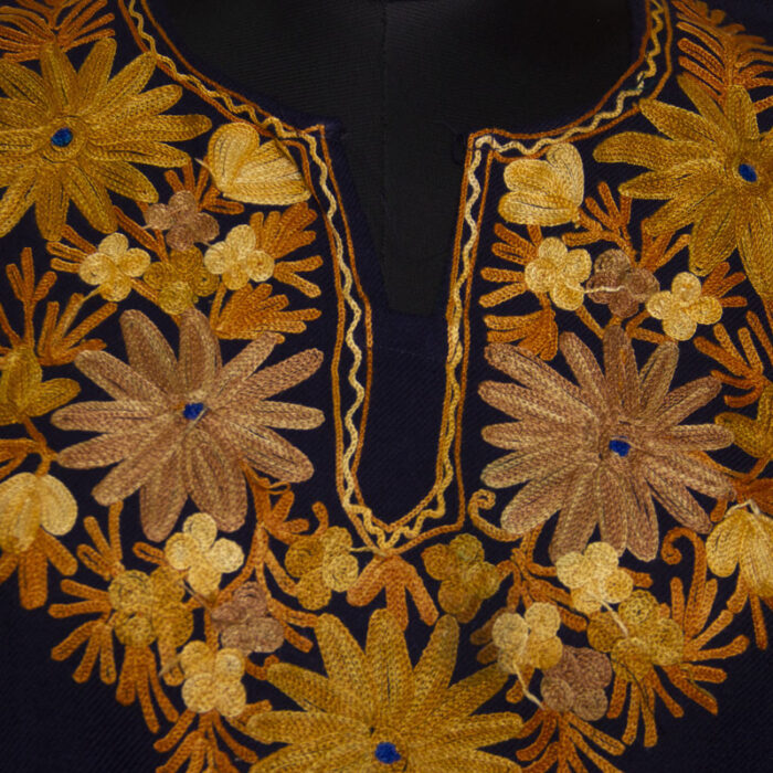 Dark Blue Harud Cashmilon Aari Pheran - Image 2
