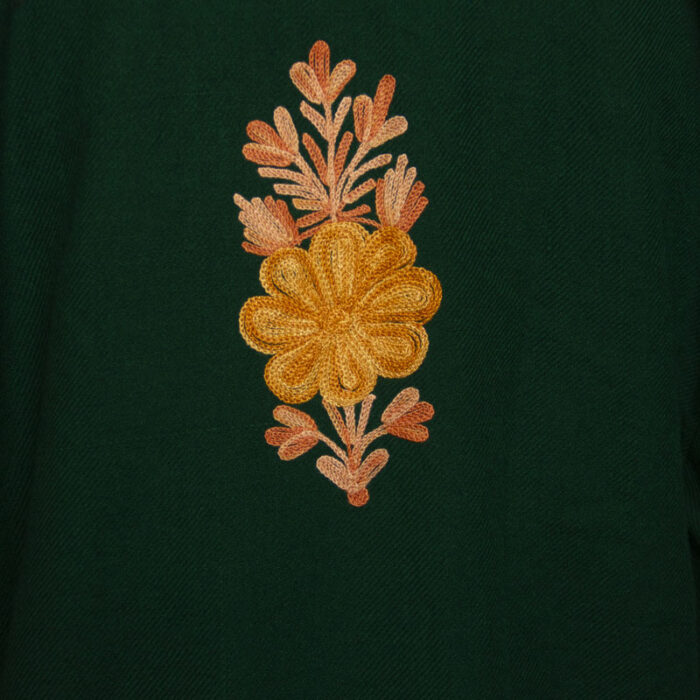Dark Green Harud Cashmilon Aari Pheran - Image 4