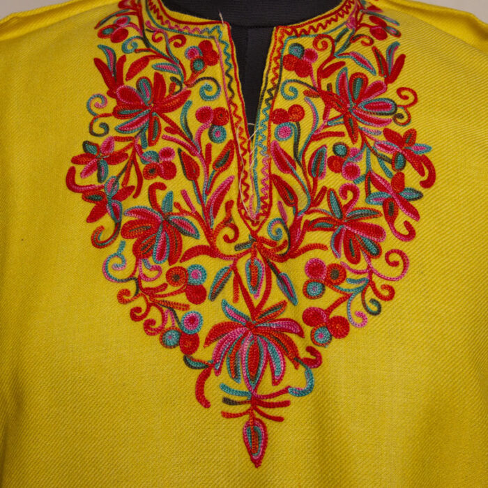 Yellow Cashmilon Kashmiri Short Pheran (L35) - Image 2