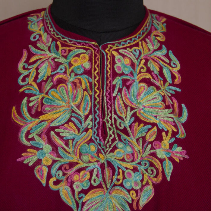 Dark Pink Afrozi Cashmilon Aari Pheran (L40) - Image 3