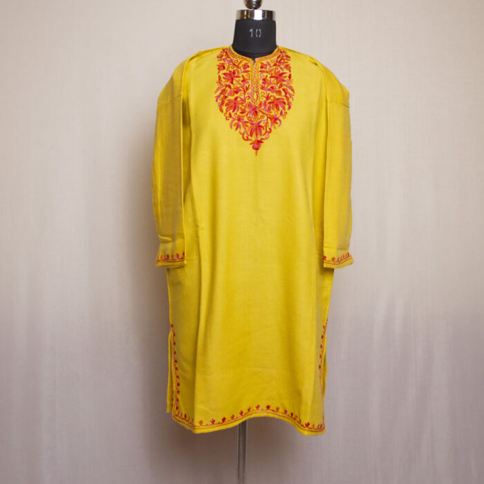 Yellow Cashmilon Short Pheran (L37) - Image 2