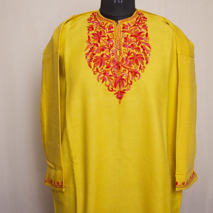 Yellow Cashmilon Short Pheran (L37)