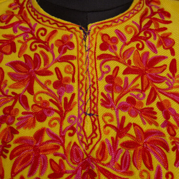 Yellow Cashmilon Short Pheran (L37) - Image 3