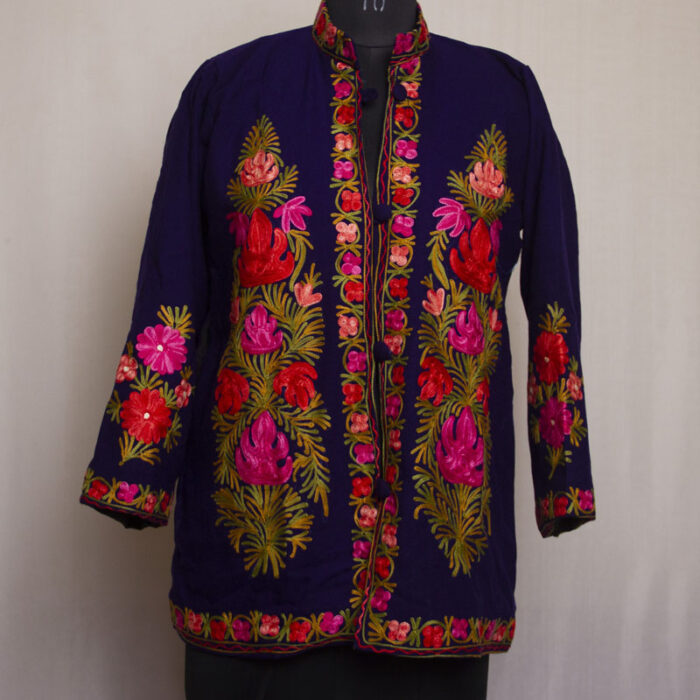 Dark Blue Aari Cashmilon Short Jacket
