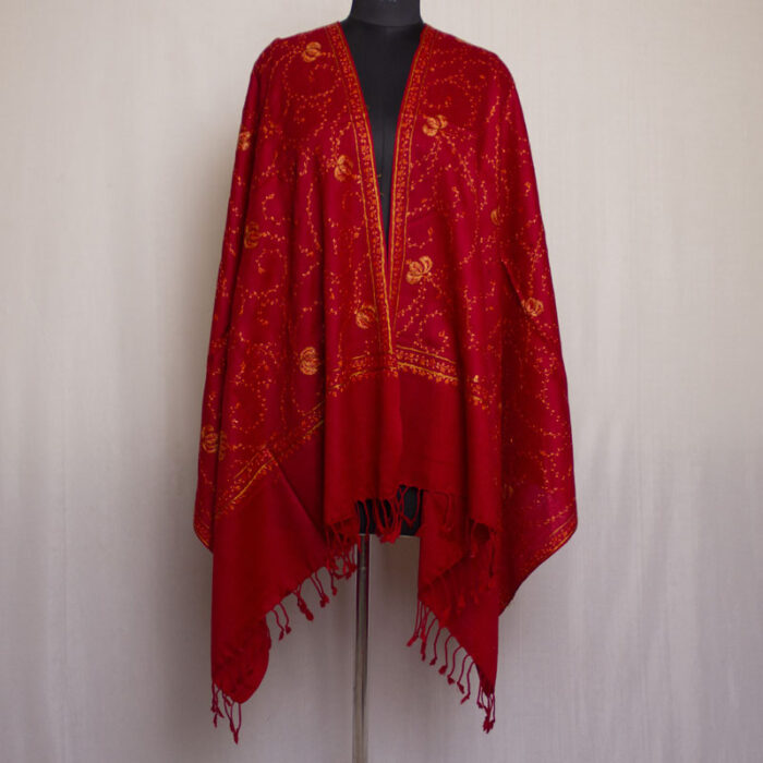 Maroon Stole With Hand Sozni Work - Image 2