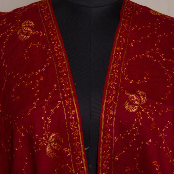 Maroon Stole With Hand Sozni Work - Image 3