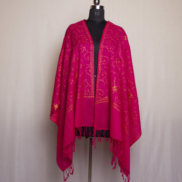 Pink Stole With Hand Sozni Work - Image 2
