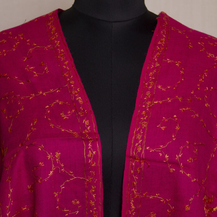 Pink Stole With Hand Sozni Work - Image 3