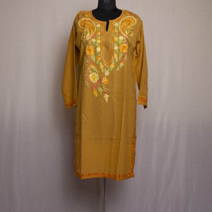 Mustard Summer Cool Cotton Aari Kurta - Image 2