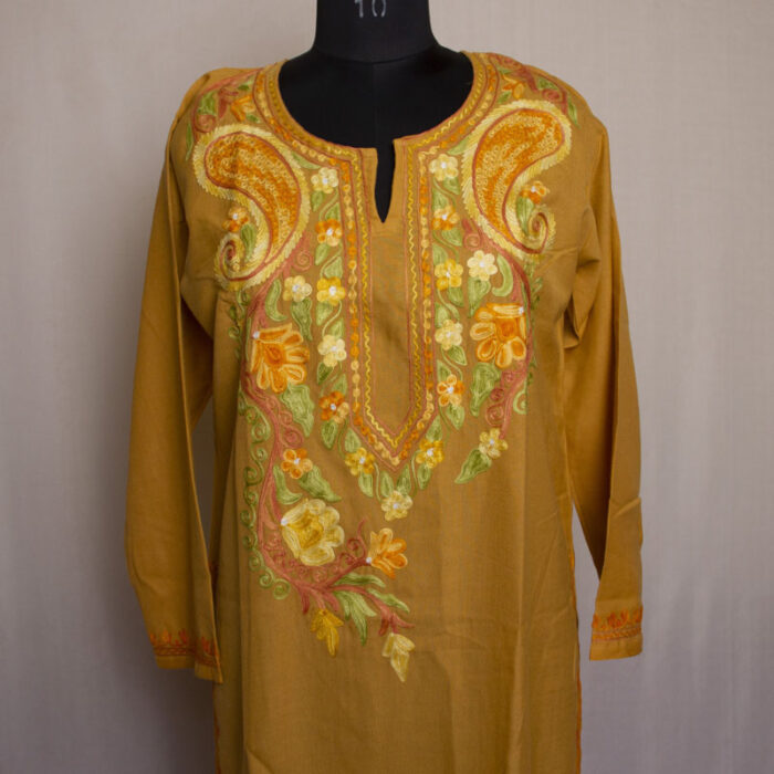 Mustard Summer Cool Cotton Aari Kurta