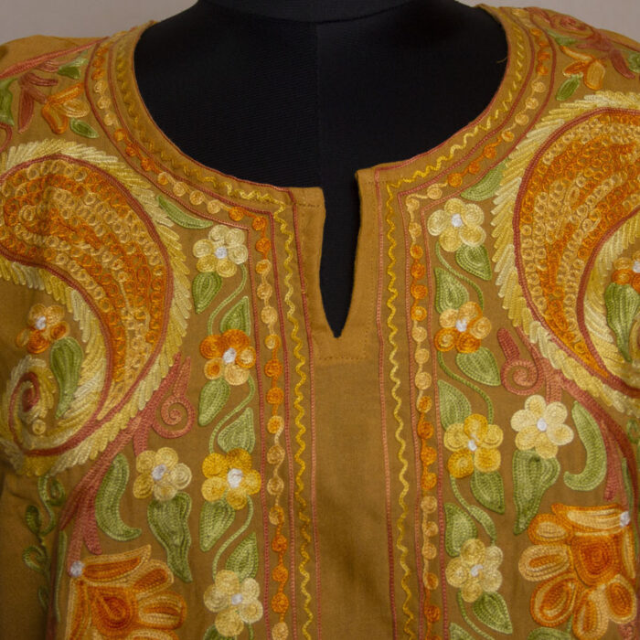 Mustard Summer Cool Cotton Aari Kurta - Image 3