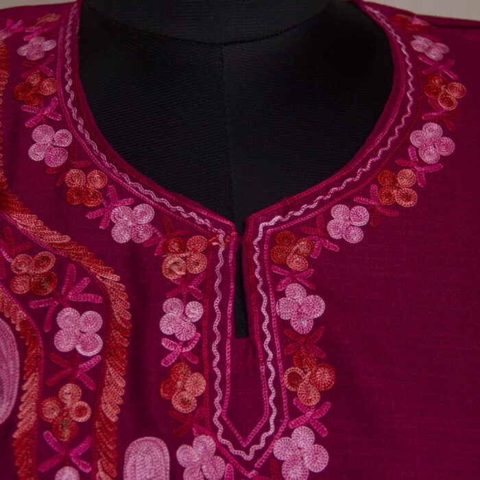 Dark Pink Ruby Cotton Aari Kurta - Image 3