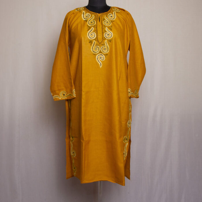 Mustard Ruby Cotton Aari Kurta - Image 2