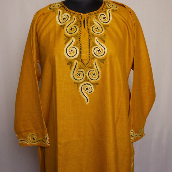 Mustard Ruby Cotton Aari Kurta