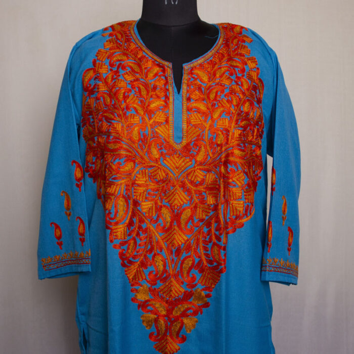 Blue Summer Cool Cotton Aari Kurta