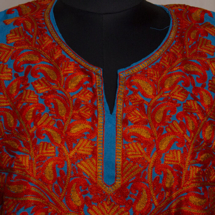 Blue Summer Cool Cotton Aari Kurta - Image 3