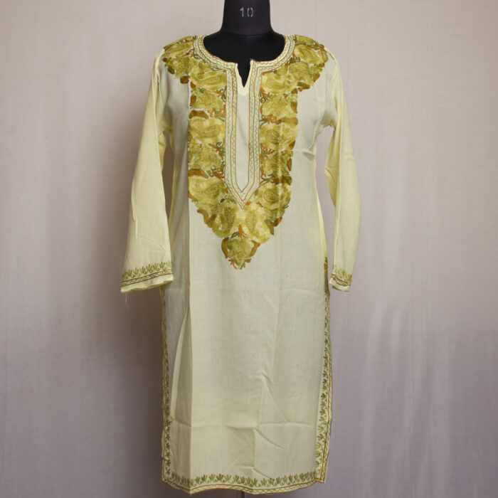Offwhite Posh Summer Cool Cotton Aari Kurta - Image 2