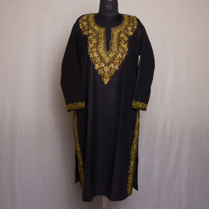 Black Summer Cool Cotton Aari Kurta - Image 2