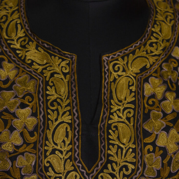 Black Summer Cool Cotton Aari Kurta - Image 3