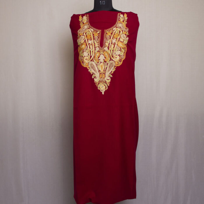 Maroon Cotton Aari 2Pc Suit - Image 2