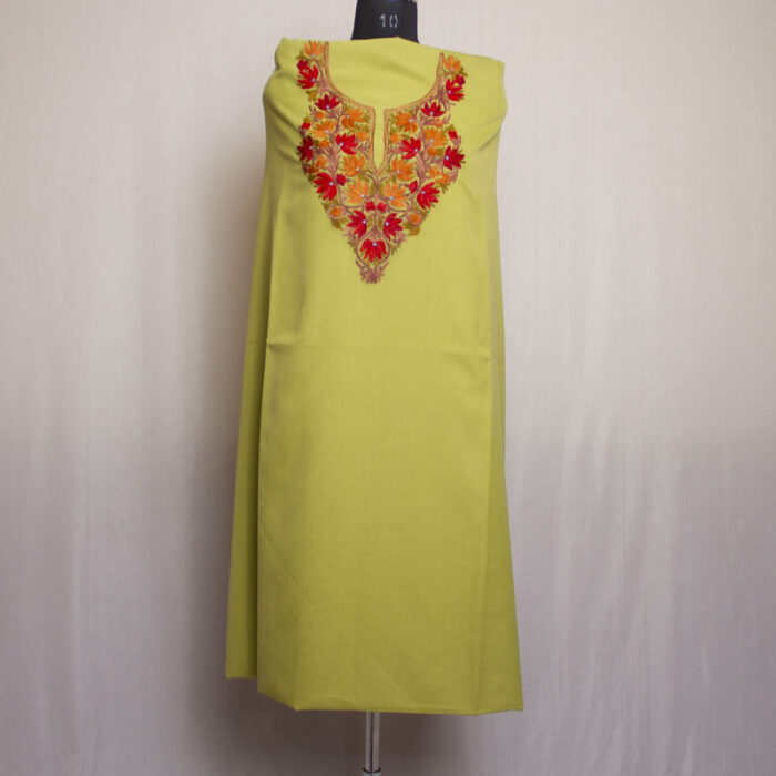 Green Kamal Cotton Aari Work 2Pc Suit - Image 2