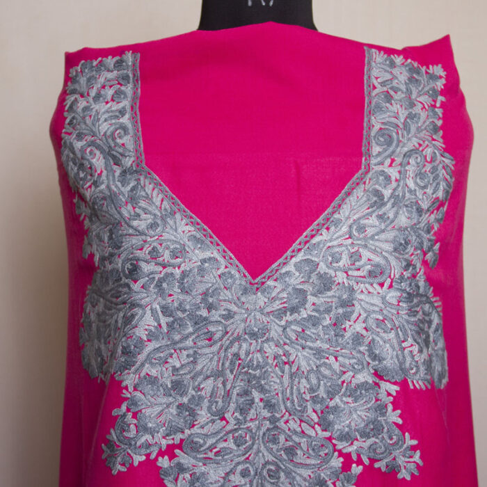 Pink Front Back Aari 2Pc Cotton Suit