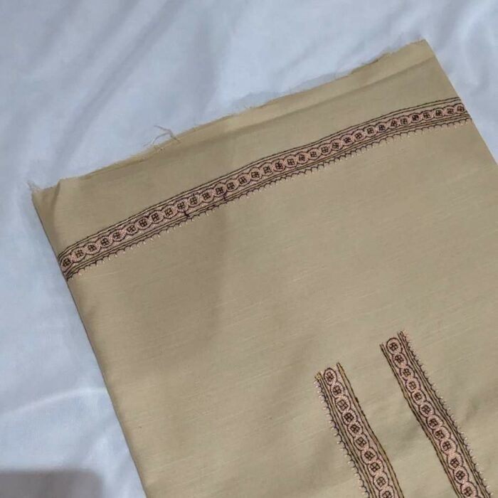 Men Unstitched Kurta Pyjama Nude Color - Image 3