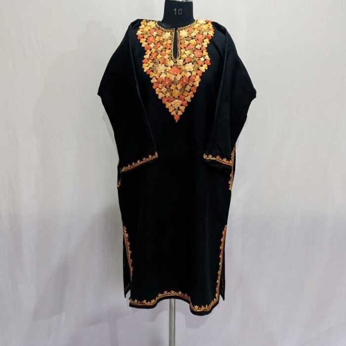 Black Cashmilon Multi Ari Pheran - Image 2