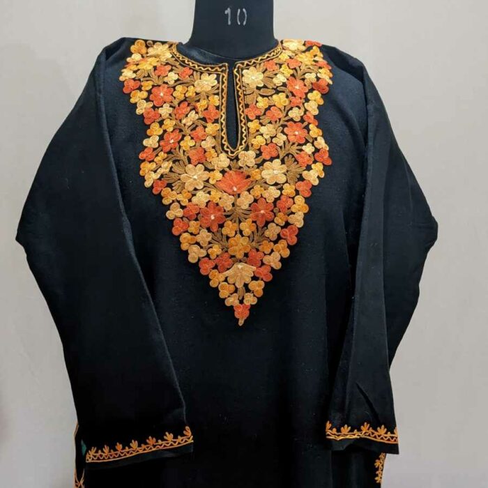 Black Cashmilon Multi Ari Pheran