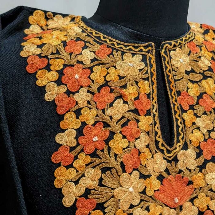 Black Cashmilon Multi Ari Pheran - Image 3