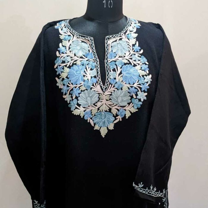 Black Bodh posh Cashmilon Ari Pheran
