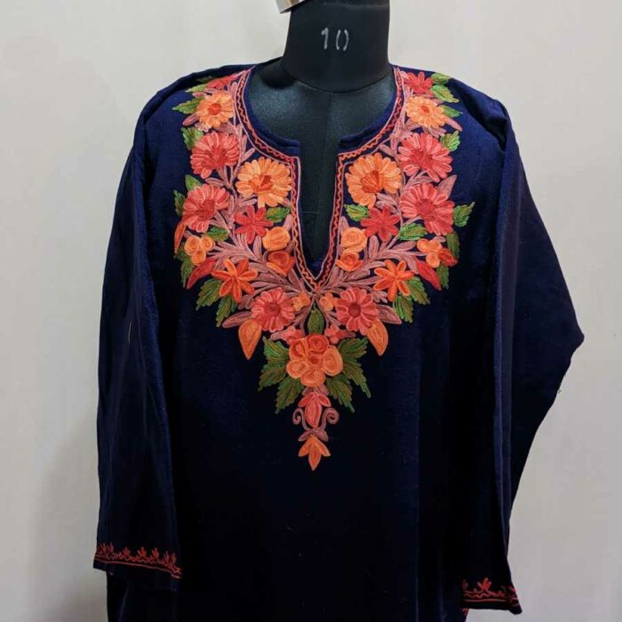 Blue Wazul Posh Cashmilon Ari Pheran