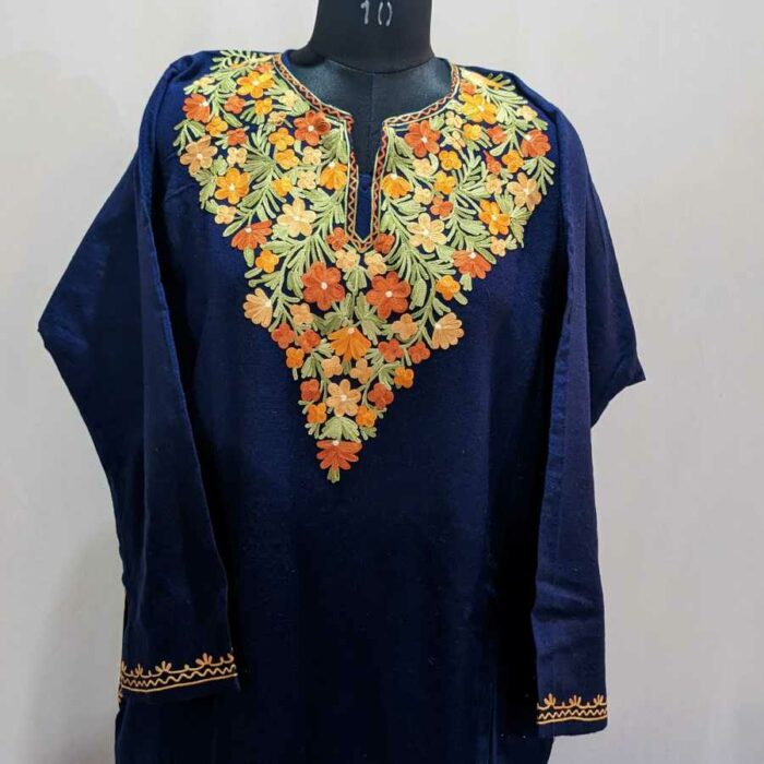 Blue Sabz Posh Cashmilon Ari Pheran - Image 2