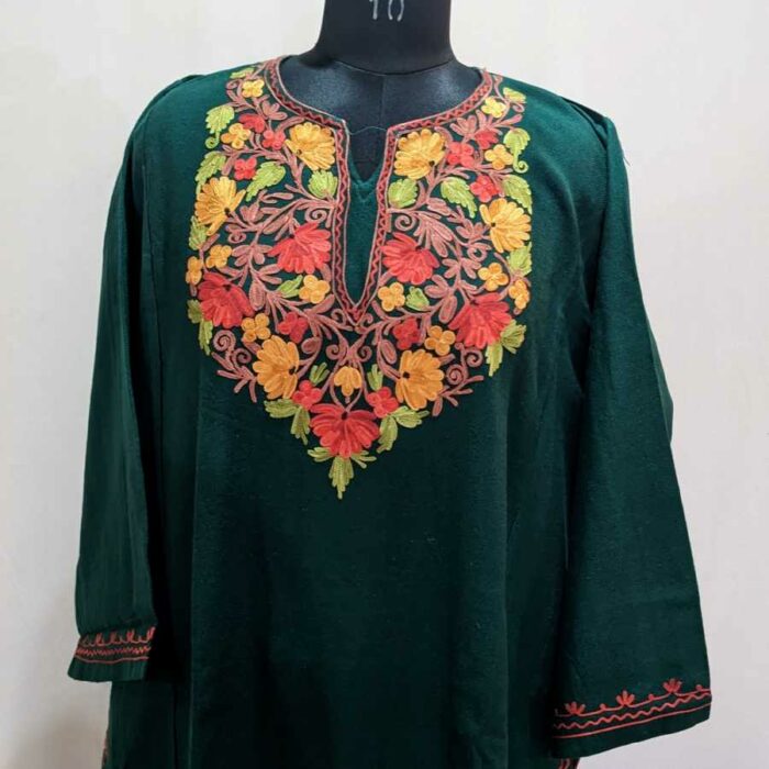 Green Multi posh Cashmilon Ari Pheran
