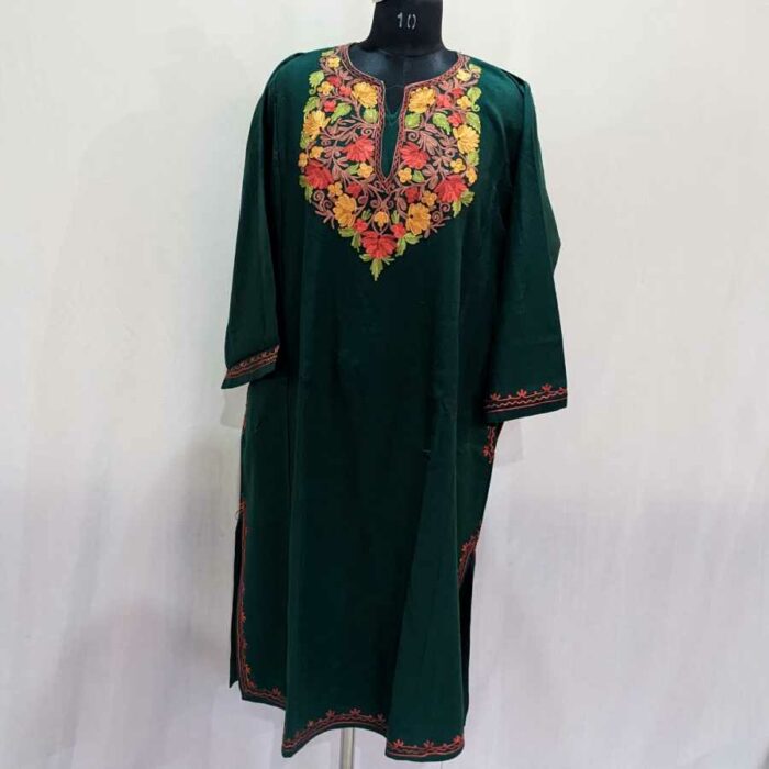 Green Multi posh Cashmilon Ari Pheran - Image 2