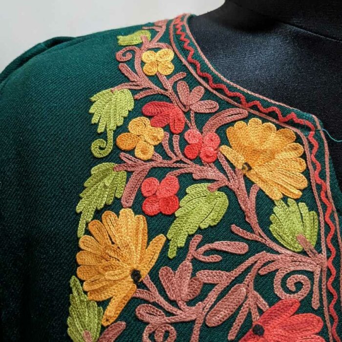 Green Multi posh Cashmilon Ari Pheran - Image 3
