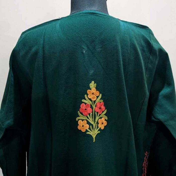 Green Multi posh Cashmilon Ari Pheran - Image 4