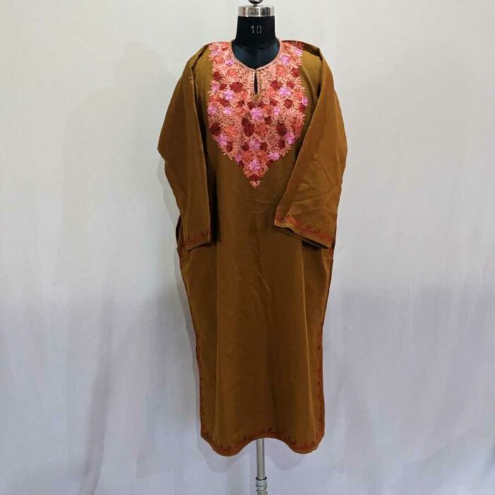 Mustard Wozul Posh Cashmilon Ari pheran - Image 2