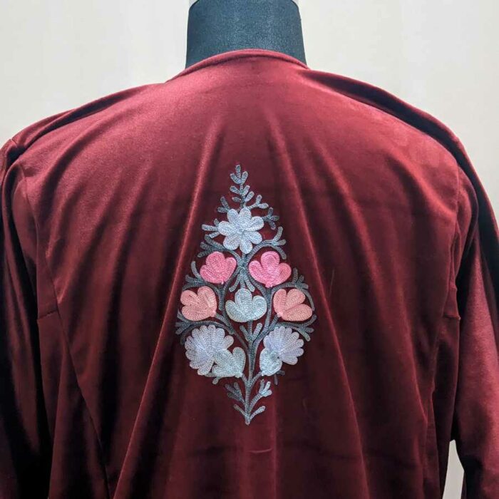 Maroon Velvet Aari Pheran - Image 4