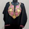 Black Cashmilon with Yellow Pink Ari Pheran