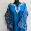 Blue Cashmilon Sidepanel Pheran with Light Pink Aari