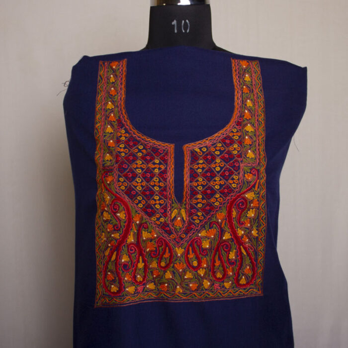 Dark Blue Cotton Aari Handwork 2Pc Suit
