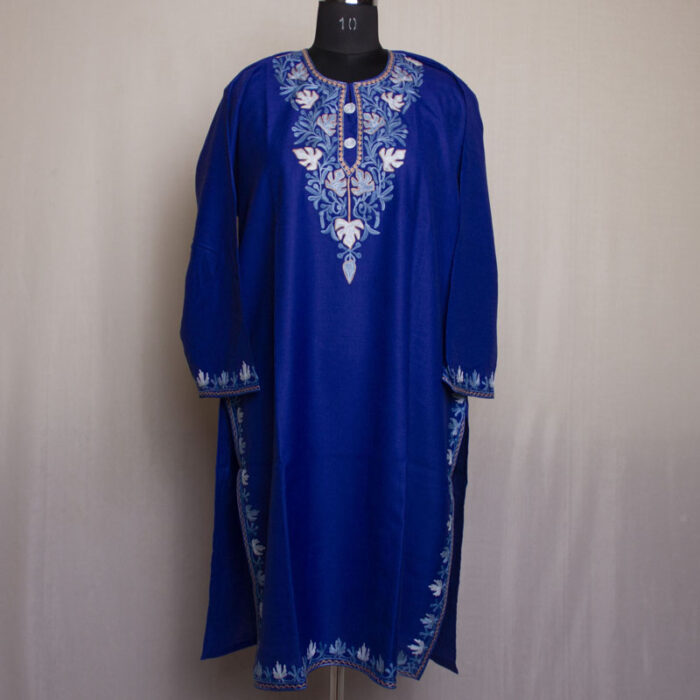 Dark Blue Chinari Ruby Cotton Aari Kurta - Image 2