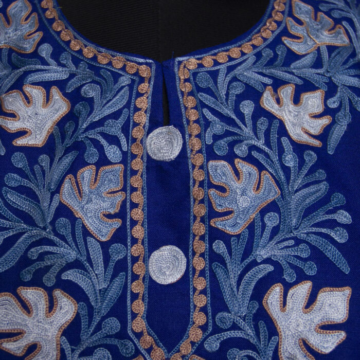 Dark Blue Chinari Ruby Cotton Aari Kurta - Image 3