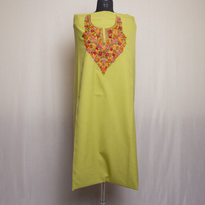 Green Cotton Aari Work 2Pc Suit - Image 2